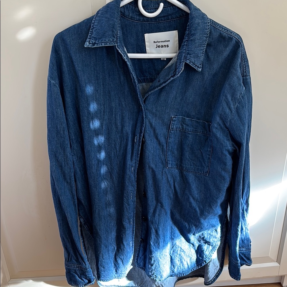 Reformation Relaxed Fit Blue Denim Shirt